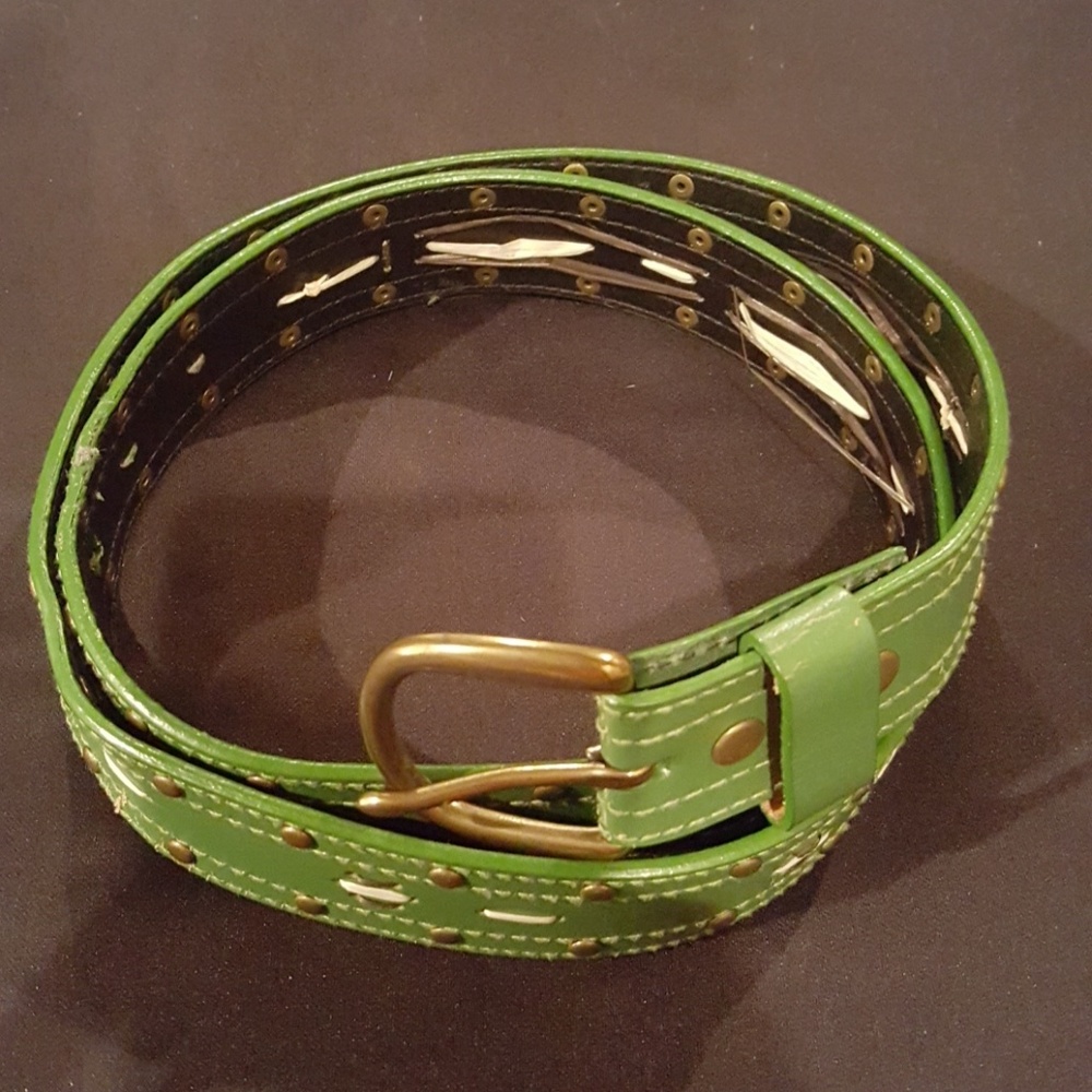 GREEN BRASS EUC  BUCKLE BELT